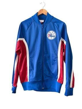 Mitchell and Ness Philadelphia 76ers Blue Track Jacket